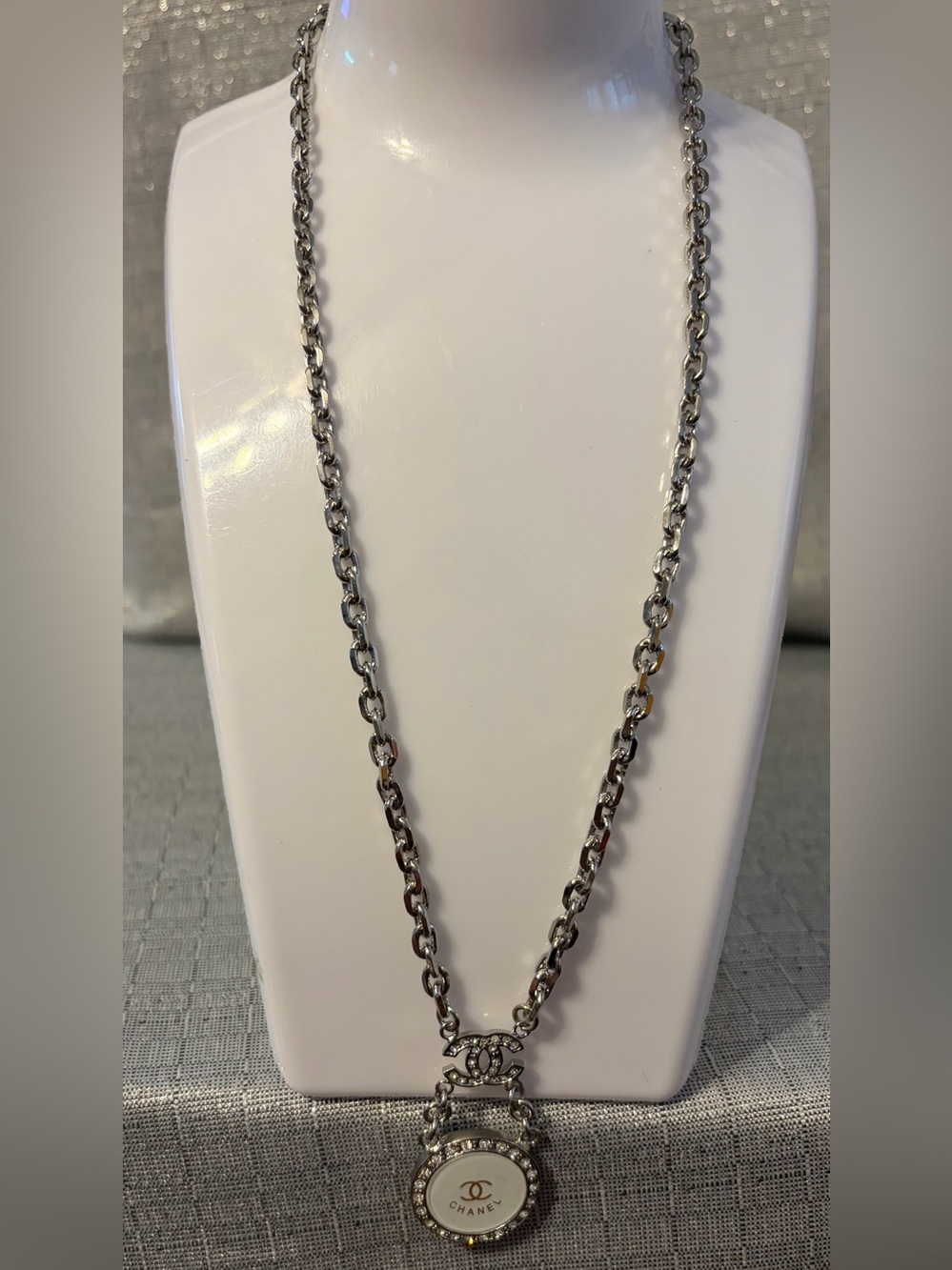 Silver-Tone Logo Pendant Necklace